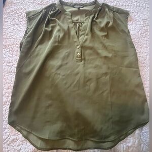 Banana Republic Sleeveless Olive Green V-Neck Blouse